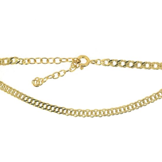 Wholesale Gold over Sterling Silver Finished Adjustable Chain Bracelet and Anklet  -  Double Diamond Cut Curb Chain