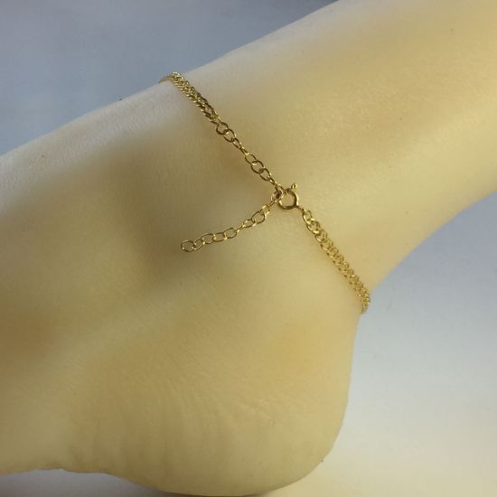 Wholesale Gold over Sterling Silver Finished Adjustable Chain Bracelet and Anklet  -  Double Diamond Cut Curb Chain