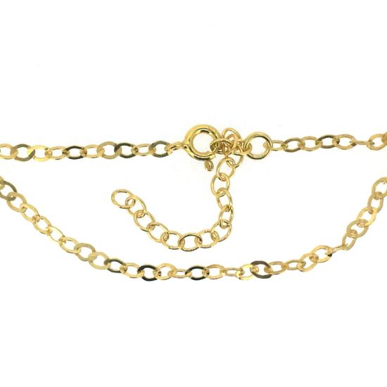 Wholesale Gold over Sterling Silver Finished Adjustable Chain Bracelet and Anklet  - Flat Cable Chain