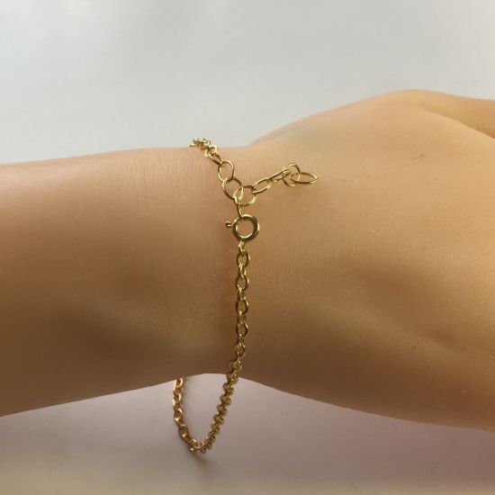 Wholesale Gold over Sterling Silver Finished Adjustable Chain Bracelet and Anklet  - Oval Cable Chain