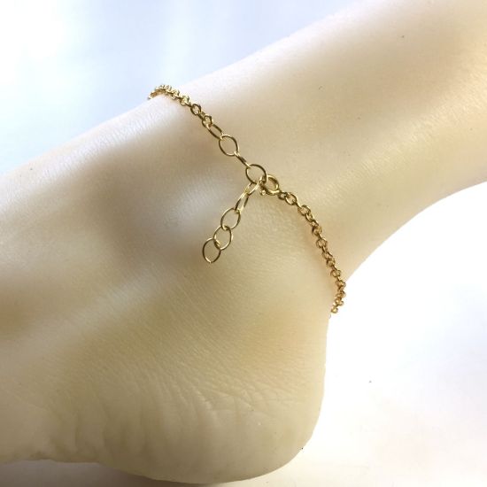 Wholesale Gold over Sterling Silver Finished Adjustable Chain Bracelet and Anklet  - Oval Cable Chain