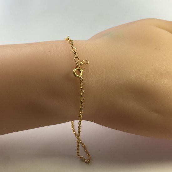 Wholesale Gold over Sterling Silver Finished Adjustable Chain Bracelet and Anklet  - Oval Diamond Cut Rolo Chain