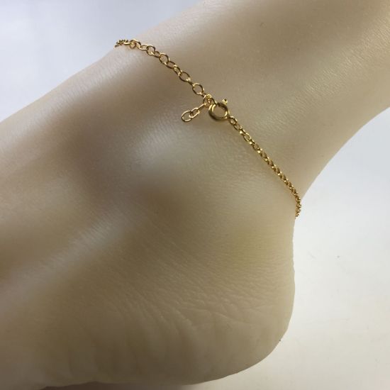 Wholesale Gold over Sterling Silver Finished Adjustable Chain Bracelet and Anklet  - Oval Diamond Cut Rolo Chain
