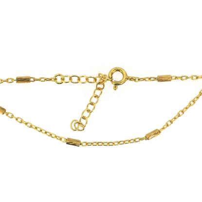 Wholesale Gold over Sterling Silver Finished Adjustable Chain Bracelet and Anklet  - Textured Bar Satellite Chain