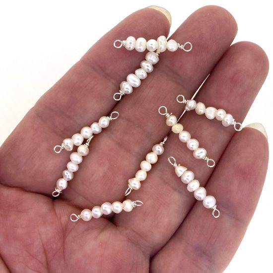 Wholesale Freshwater 3mm Seed 5 Pearl Connectors - 19mm (sold per piece)