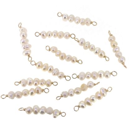 Wholesale Gold Filled Freshwater 3mm Seed 5 Pearl Connectors - 19mm (sold per piece) 
