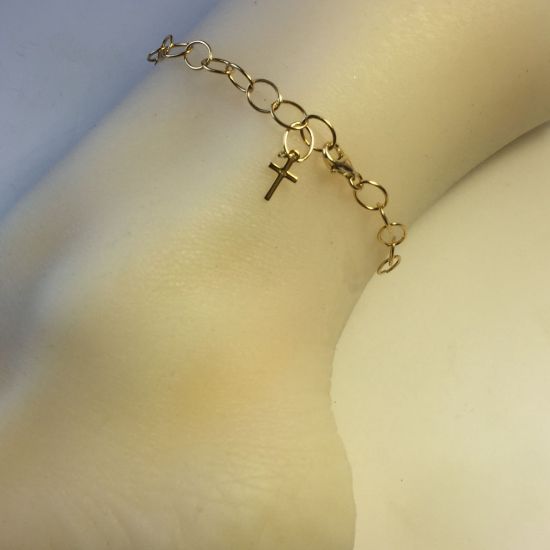 Wholesale Gold over Sterling Silver Finished Adjustable Chain Bracelet and Anklet with Extender - Big Oval Cable Chain