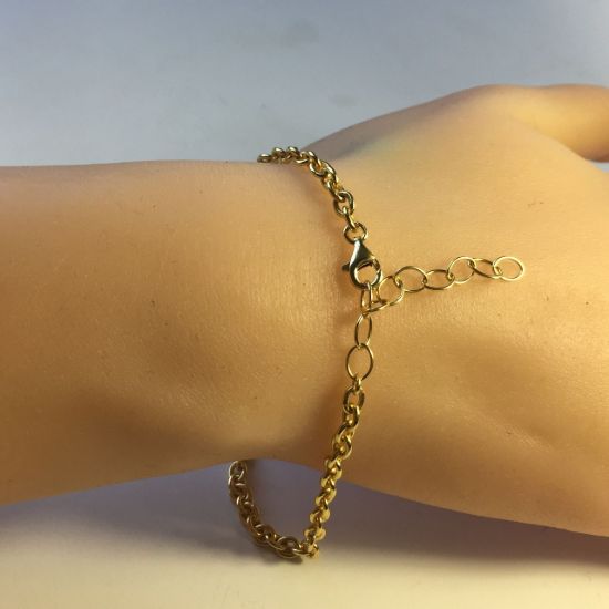 Wholesale Gold over Sterling Silver Finished Adjustable Chain Bracelet and Anklet with Extender - Heavy Cable Chain
