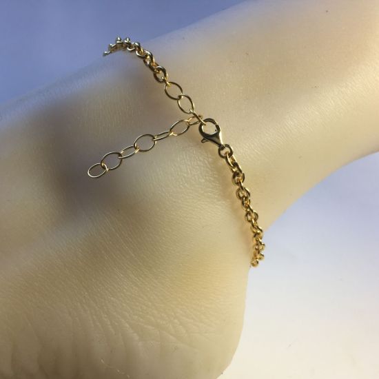 Wholesale Gold over Sterling Silver Finished Adjustable Chain Bracelet and Anklet with Extender - Heavy Cable Chain