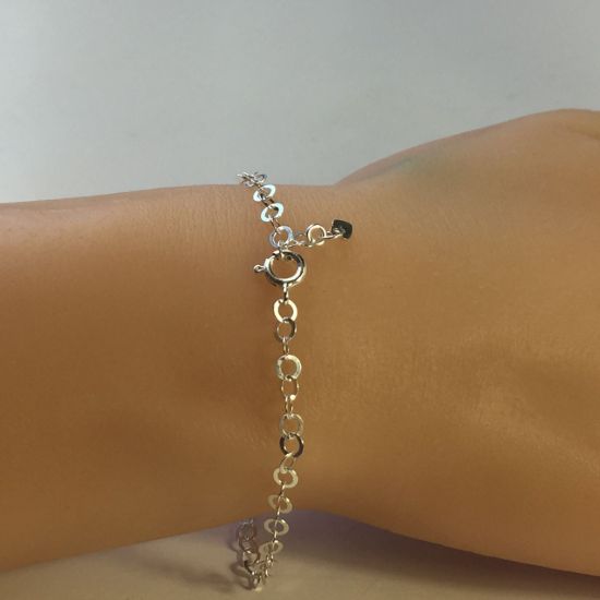 Wholesale Sterling Silver Basic Adjustable Chain Anklet and Bracelet- 3.5mm Round Flat Cable Chain with Heart