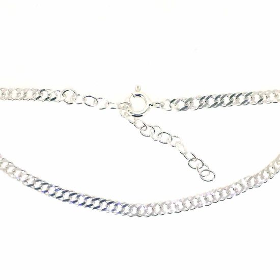 Wholesale Sterling Silver Basic Adjustable Chain Anklet and Bracelet- Double Diamond Cut Curb Chain