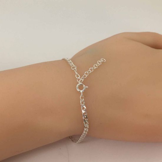 Wholesale Sterling Silver Basic Adjustable Chain Anklet and Bracelet- Double Diamond Cut Curb Chain