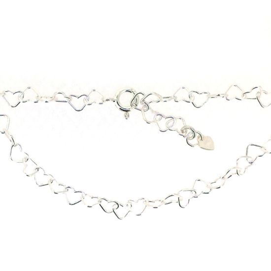 Wholesale Sterling Silver Basic Adjustable Chain Anklet and Bracelet- Heart Link Chain