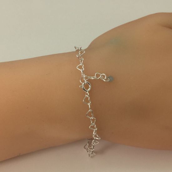 Wholesale Sterling Silver Basic Adjustable Chain Anklet and Bracelet- Heart Link Chain