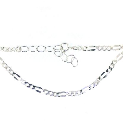 Wholesale Sterling Silver Basic Adjustable Chain Anklet and Bracelet- Fancy Figaro Link Chain