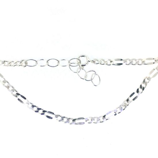 Wholesale Sterling Silver Basic Adjustable Chain Anklet and Bracelet- Fancy Figaro Link Chain