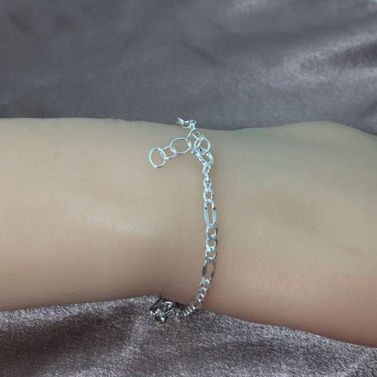 Wholesale Sterling Silver Basic Adjustable Chain Anklet and Bracelet- Fancy Figaro Link Chain