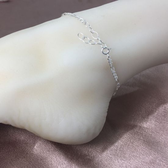 Wholesale Sterling Silver Basic Adjustable Chain Anklet and Bracelet- Fancy Figaro Link Chain