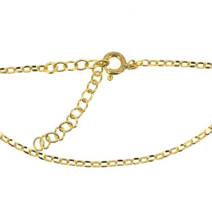 Wholesale Gold over Sterling Silver Finished Adjustable Chain Bracelet and Anklet  - Oval Diamond Cut Rolo Chain