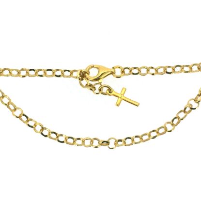 Wholesale Gold over Sterling Silver Finished Adjustable Chain Bracelet and Anklet with Cross- Diamond Cut Rolo Chain 