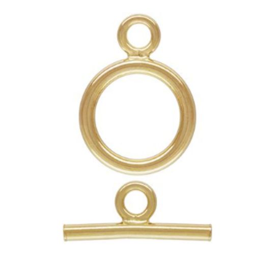 Wholesale 14K Solid Yellow Gold Simple Tiny Circle Toggle 9mm  (Sold per set)
