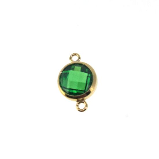 Wholesale 1/20 14k Gold Filled Fancy Bezel Birthstone Connector-Tiny Round Connector with CZ Stone Grade AAA- 6mm