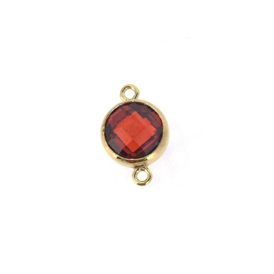 Wholesale 1/20 14k Gold Filled Fancy Bezel Birthstone Connector-Tiny Round Connector with CZ Stone Grade AAA- 6mm