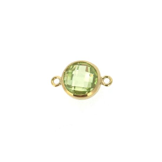 Wholesale 1/20 14k Gold Filled Fancy Bezel Birthstone Connector-Tiny Round Connector with CZ Stone Grade AAA- 6mm