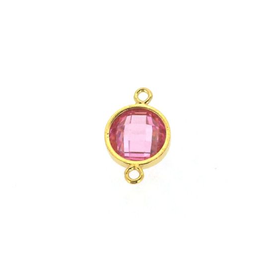 Wholesale 1/20 14k Gold Filled Fancy Bezel Birthstone Connector-Tiny Round Connector with CZ Stone Grade AAA- 6mm