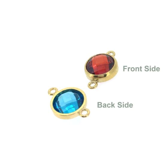 Wholesale 1/20 14k Gold Filled Fancy Bezel Birthstone Connector-Tiny Round Connector with CZ Stone Grade AAA- 6mm