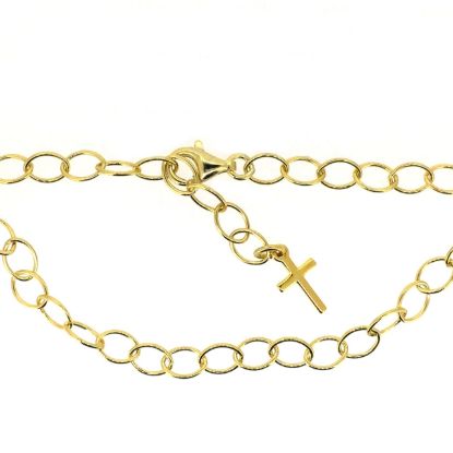 Wholesale Gold over Sterling Silver Finished Adjustable Chain Bracelet and Anklet  -  4mm Thick Oval Cable Chain