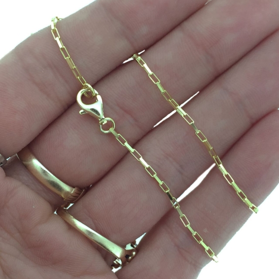 Wholesale Gold over Sterling Silver Small Box Chain Necklace, Wholesale Bulk Necklace Chains