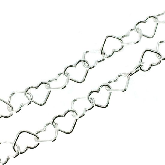 Wholesale Chain, 925 Sterling Silver Heart Chain Link, Bulk Chain by the foot