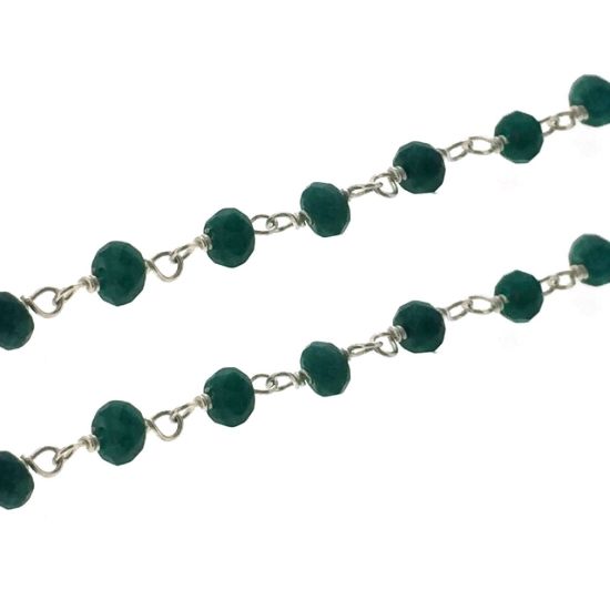 Wholesale Sterling Silver Emerald Rosary Chain By the Foot