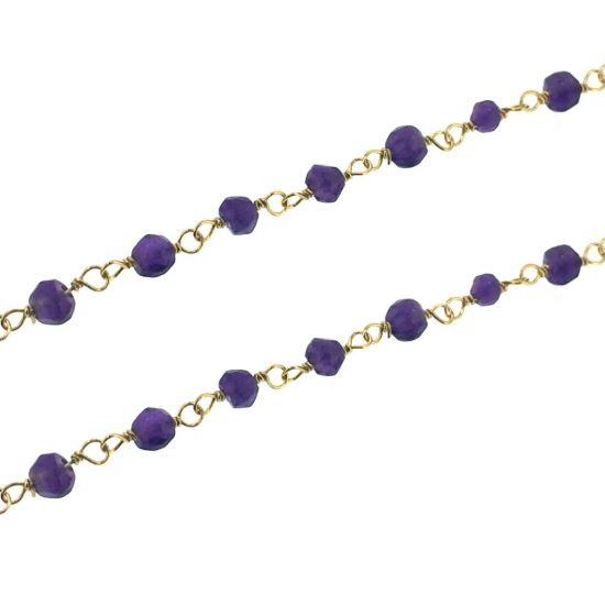 Wholesale Gold over Silver Amethyst Rosary Chain By the Foot