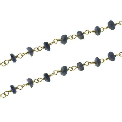 Wholesale Gold over Sterling Silver Iolite Rosary Chain By the Foot