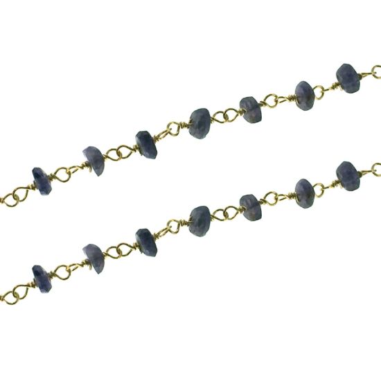 Wholesale Gold over Sterling Silver Iolite Rosary Chain By the Foot