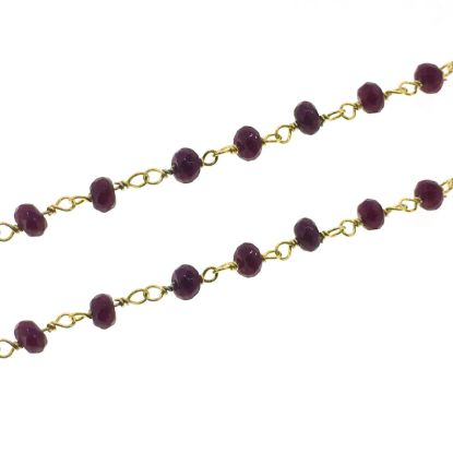 Wholesale Gold over Sterling Silver Ruby Rosary Chain By the Foot