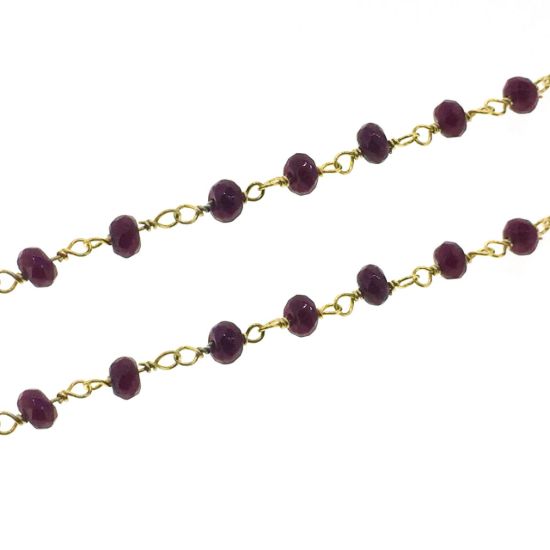 Wholesale Gold over Sterling Silver Ruby Rosary Chain By the Foot