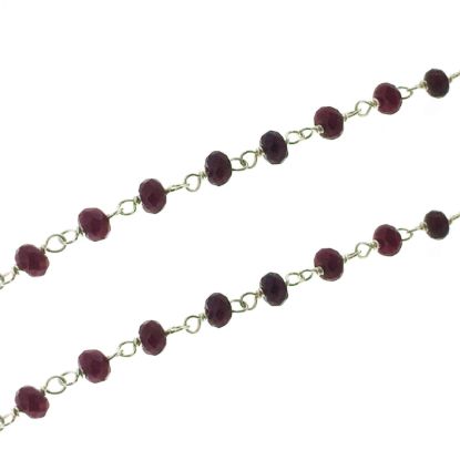 Wholesale Sterling Silver Ruby Rosary Chain By the Foot