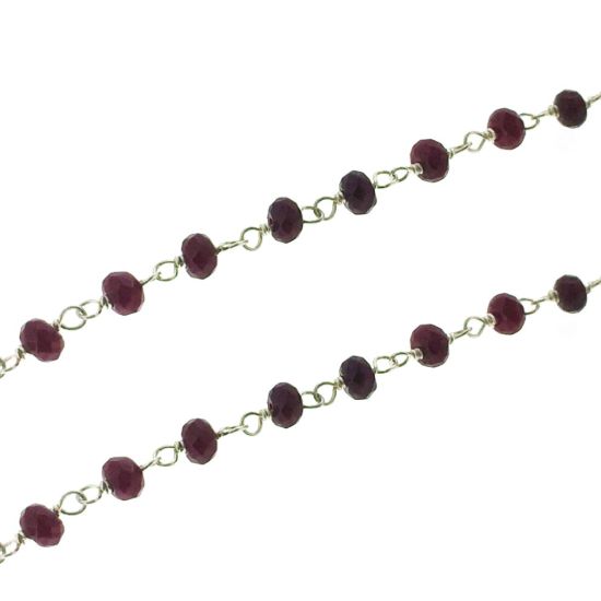 Wholesale Sterling Silver Ruby Rosary Chain By the Foot