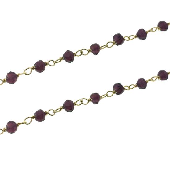 Wholesale Gold over Sterling Silver Garnet Rosary Chain By the Foot