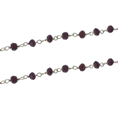 Wholesale Sterling Silver Garnet Rosary Chain By the Foot