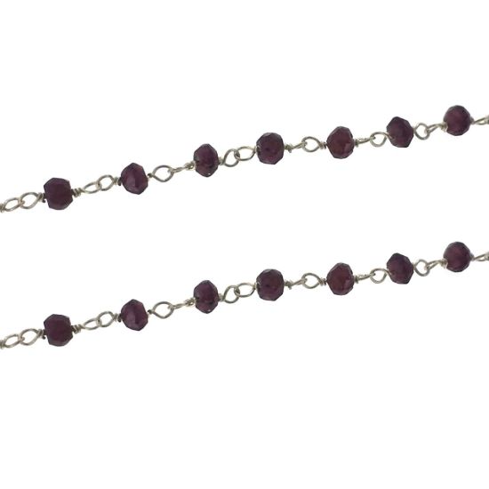 Wholesale Sterling Silver Garnet Rosary Chain By the Foot