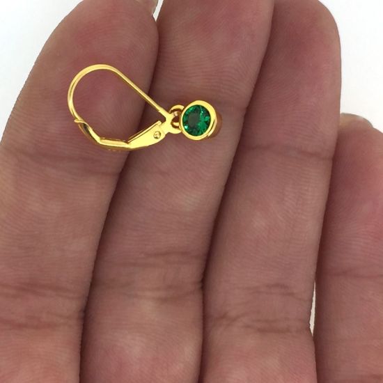 Wholesale Gold Over Sterling Silver Fancy Bezel Birthstone Earrings