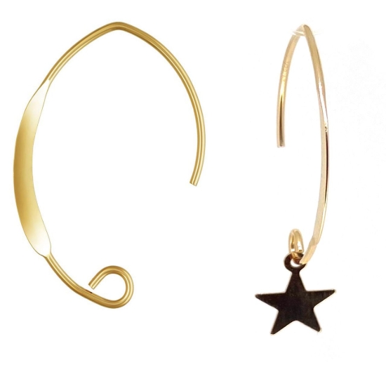 Wholesale 1/20 14K Gold Filled Small Marquise Flattened Earwire-25mm (sold per pair) 