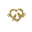 Gold Plated Sterling Silver Twisted Branch Heart Connector Charm with Birds 11 x 16mm