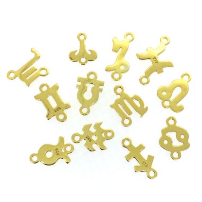 Wholesale Gold over Sterling Silver Horoscope Connectors, Zodiac Connectors 7-8mm(1 pc) 