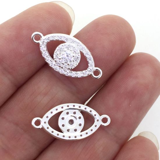sterling silver permanent jewelry connectors-Evil Eye connector