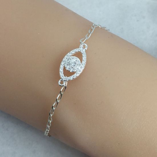 sterling silver permanent jewelry connectors-Evil Eye connector